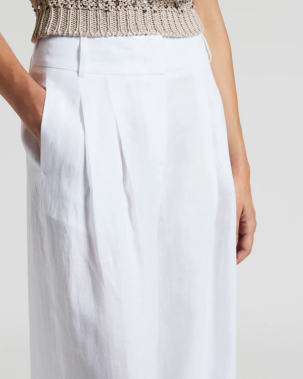 Trousers in Light and Cool Pure Linen in White