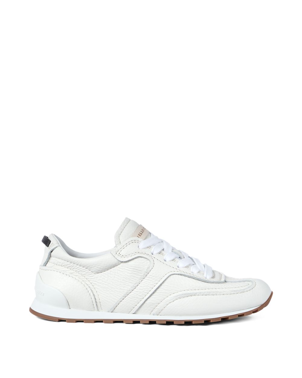Soft Grained Leather Microsole Runners in Ivory