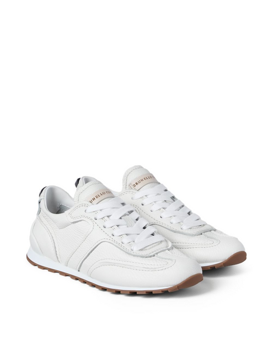 Soft Grained Leather Microsole Runners in Ivory