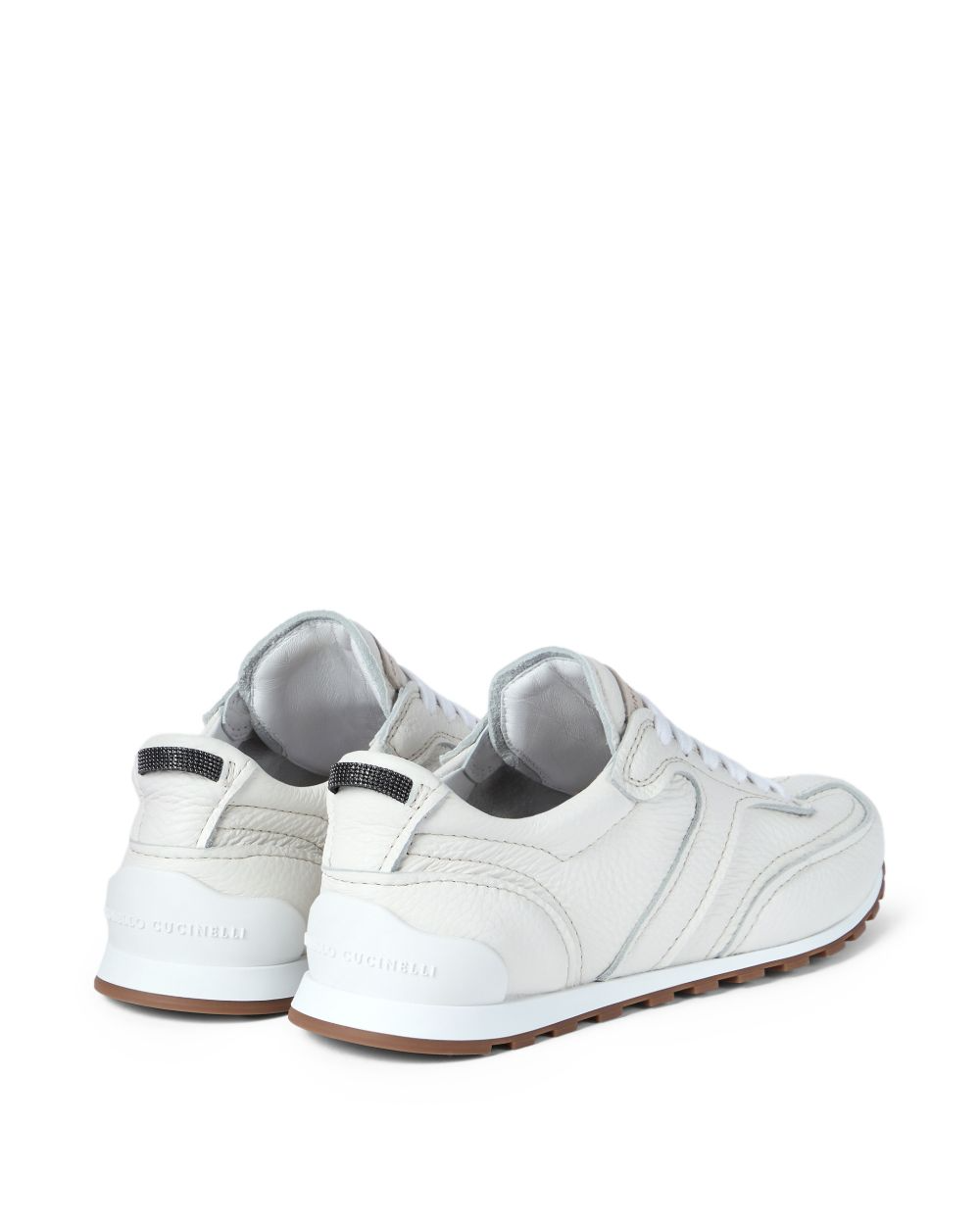 Soft Grained Leather Microsole Runners in Ivory