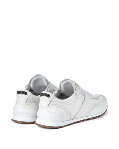 Soft Grained Leather Microsole Runners in Ivory