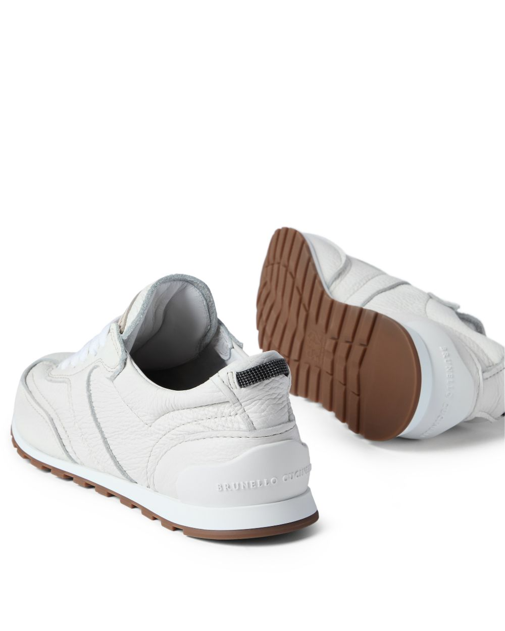 Soft Grained Leather Microsole Runners in Ivory