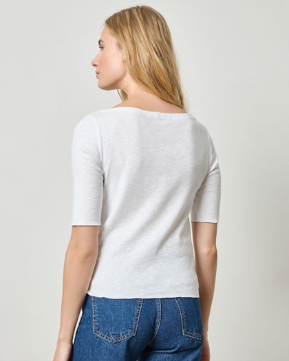 Elbow Sleeve Boatneck in White
