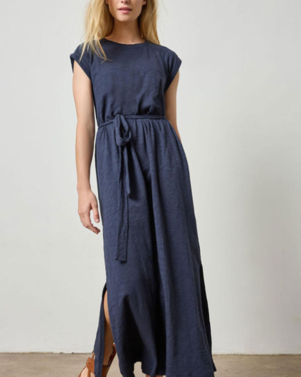 Saddle Sleeve Maxi Dress in Navy