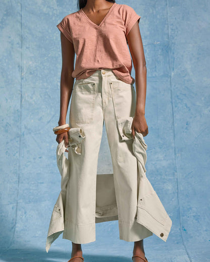 Twill Straight Leg Pant in Parchment