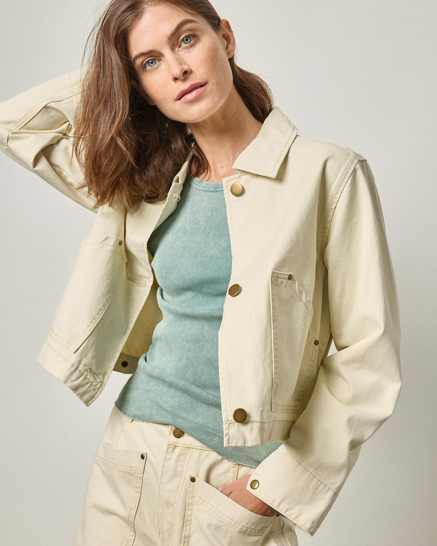 Twill Utility Jacket in Parchment