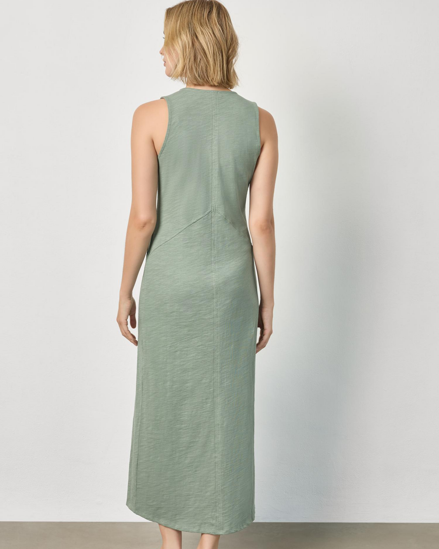 V-Neck Seamed Maxi Dress in Sage