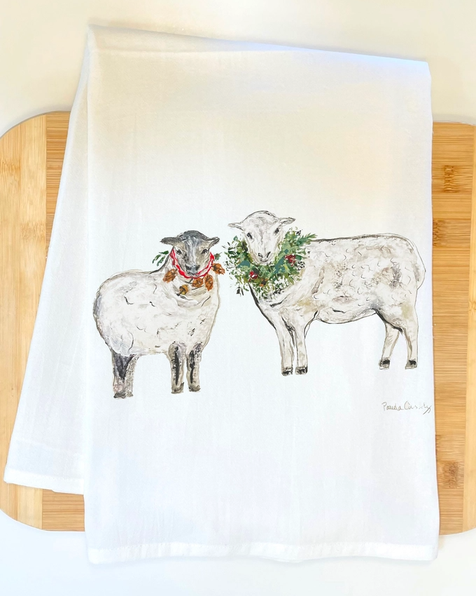 December Sheep Kitchen Towel