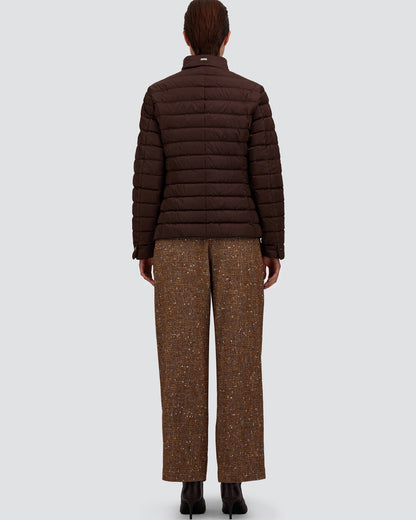 Herno chocolate brown quilted blazer jacket, back view, slim fit