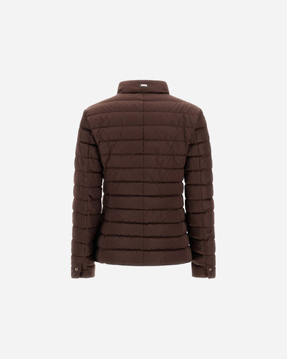 Herno chocolate brown quilted blazer jacket, back view, slim fit