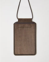 Suede Phone Bag with Monili Trim in Light Taupe