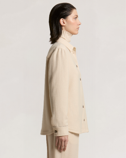Jacket Wool cashmere lurex carded gauze in Ethereal Beige