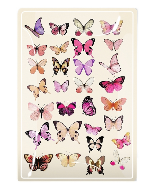Pink Butterflies 4" x 6" Decoupage Glass Tray