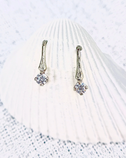 3mm Diamond Branch Earrings in 14K Gold
