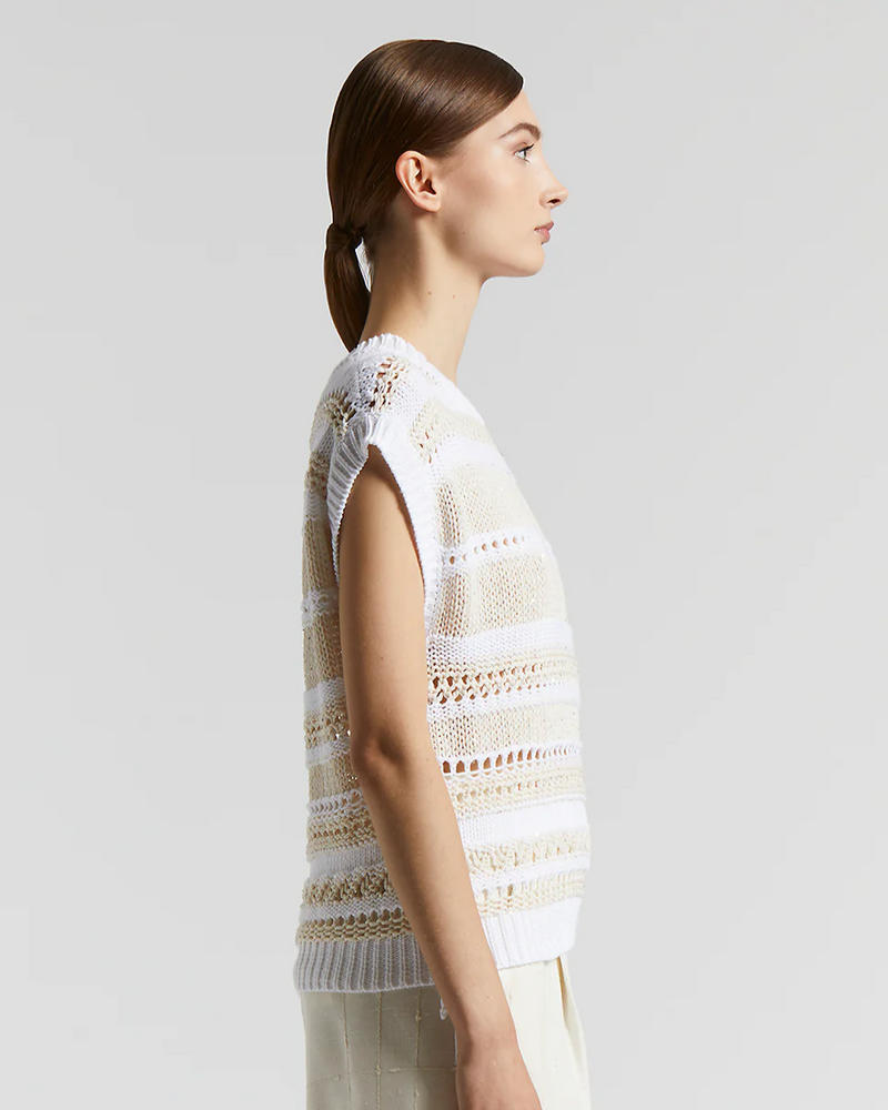 Soft Cotton Tricot Waistcoat in Quartz Sand