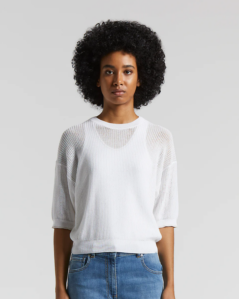Light Cotton Sweater With Sequins