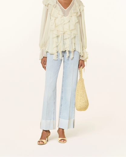 Antonia in Cross Superbleached Fringed