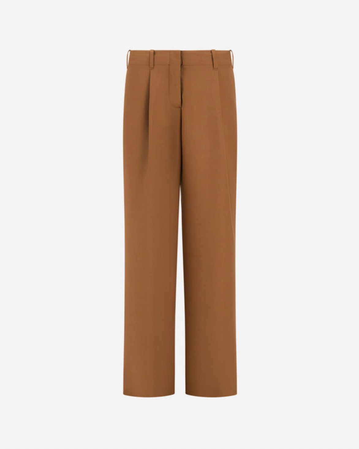 Herno camel wide-leg tailored trousers with pleats and belt loops