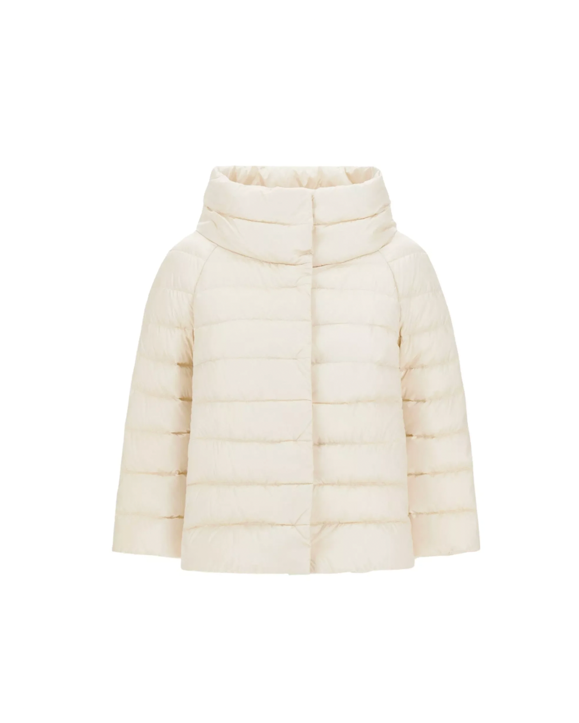 Herno Sofia white pearl quilted puffer jacket with high neck and snap closure