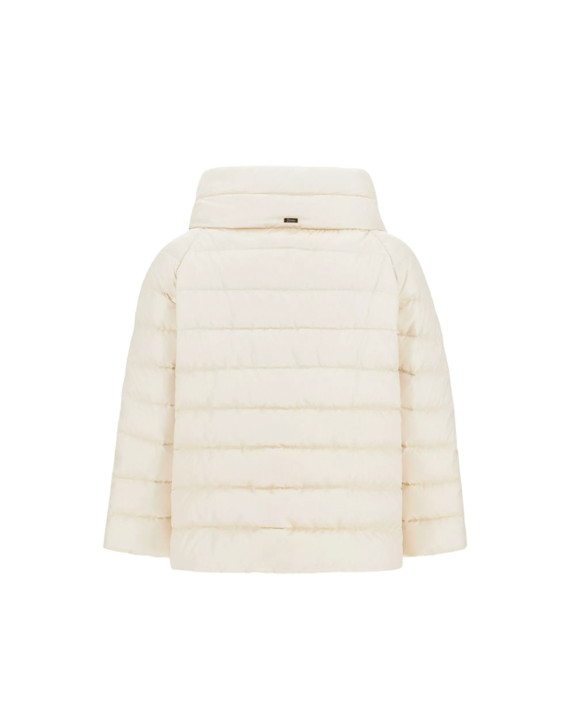 Herno Sofia white pearl quilted nylon puffer jacket with high collar, back view