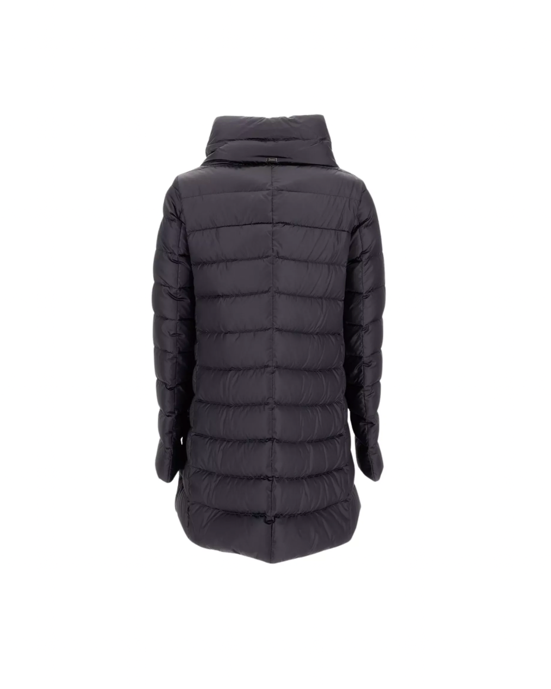 Herno Amelia black quilted puffer jacket with high collar, back view