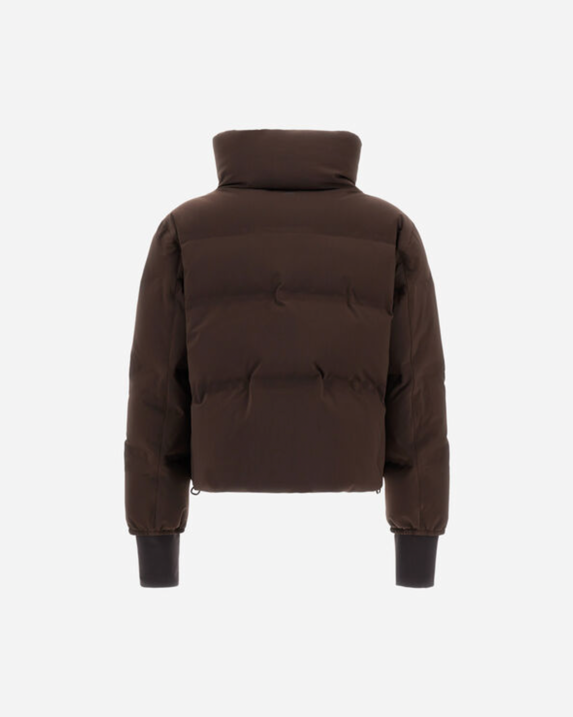 Herno chocolate brown quilted waterproof bomber jacket with high collar, back view
