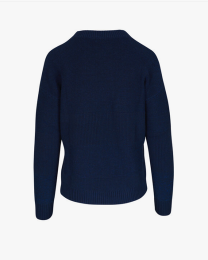 Lurex Stripe Crew in Navy