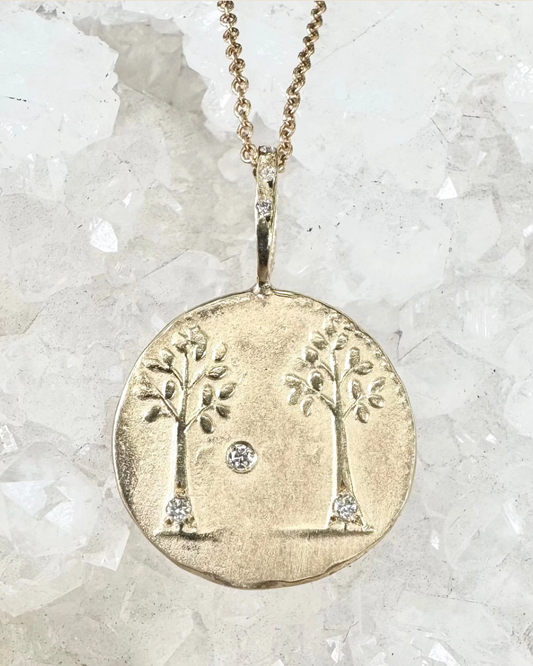 Life Partnership Artifact Necklace in Gold with Diamonds 14KY