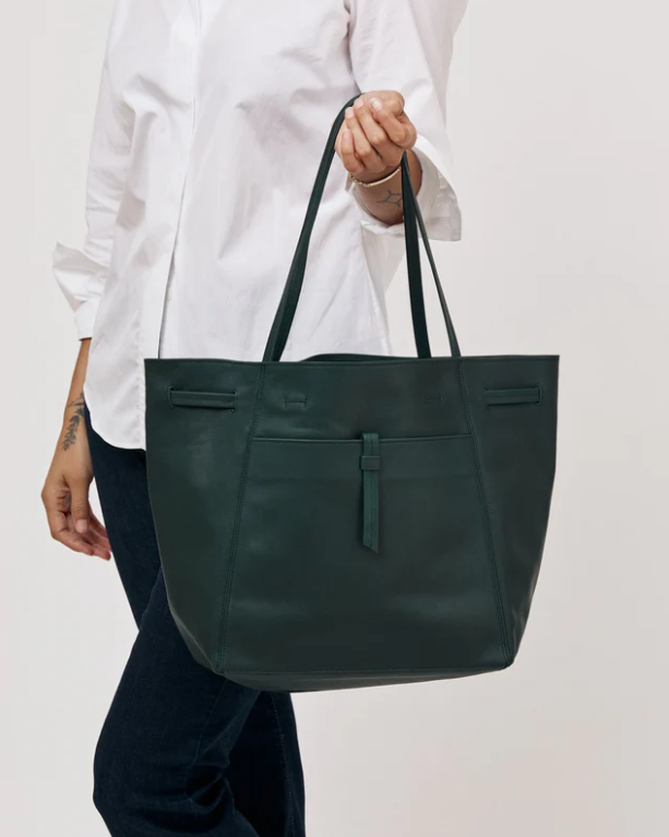 Florence Tote in Forest Green Aniline