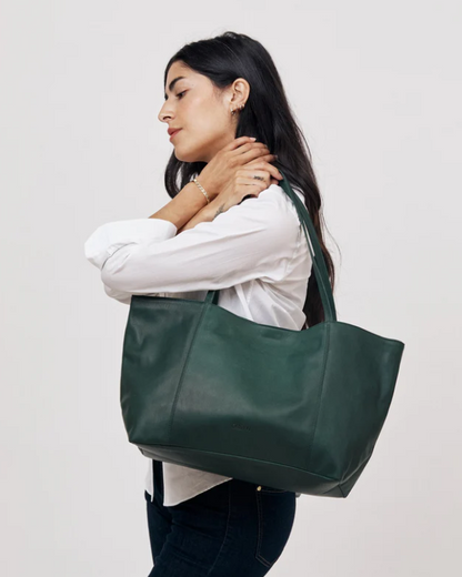 Makena Tote in Forest Green Aniline