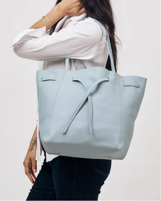 Florence Tote in Ice Blue Pebble Grain