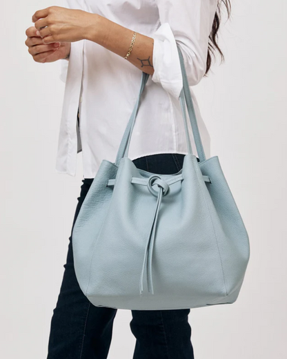 Florence Tote in Ice Blue Pebble Grain