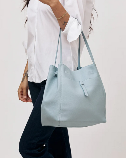 Florence Tote in Ice Blue Pebble Grain