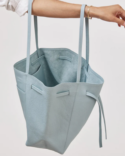 Florence Tote in Ice Blue Pebble Grain