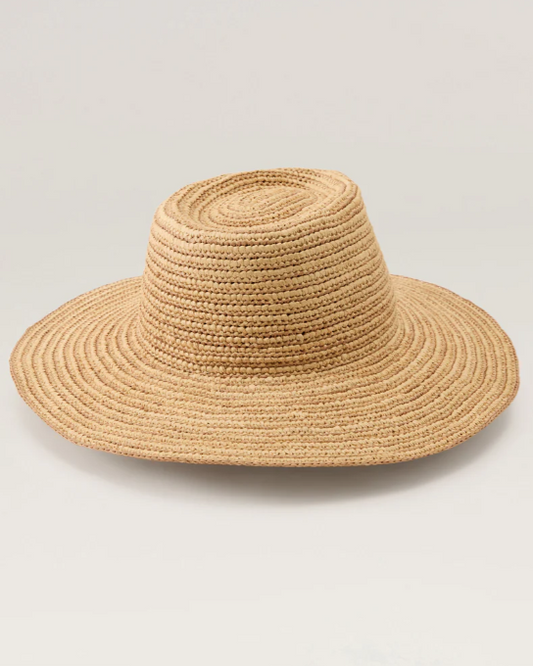 Steevie Raffia Stripe Fedora in Natural and Nougat