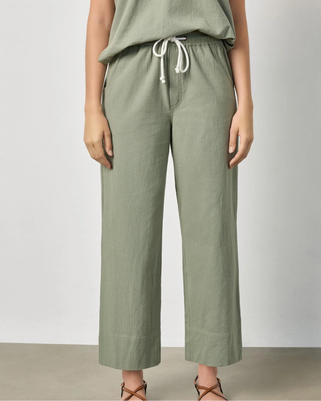 Wide Leg Summer Pant in Sage