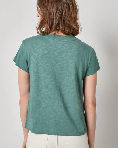 Relaxed Short Sleeve V-Neck Tee in Eucalyptus