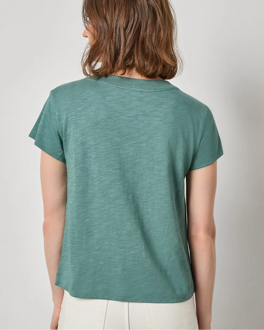 Relaxed Short Sleeve V-Neck Tee in Eucalyptus