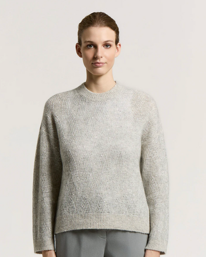 Wool, alpaca and Mohair Sweater with Sequins in Lunar Grey