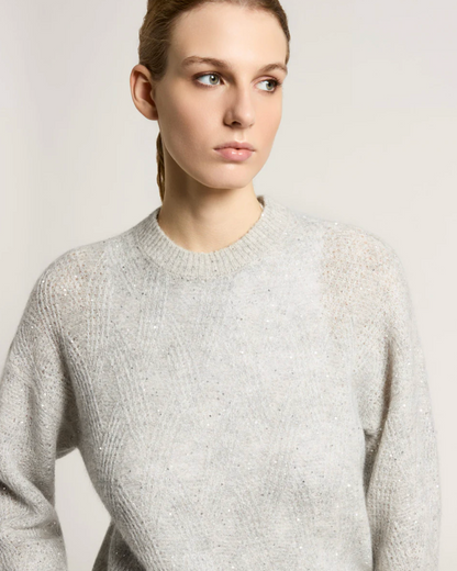 Wool, alpaca and Mohair Sweater with Sequins in Lunar Grey