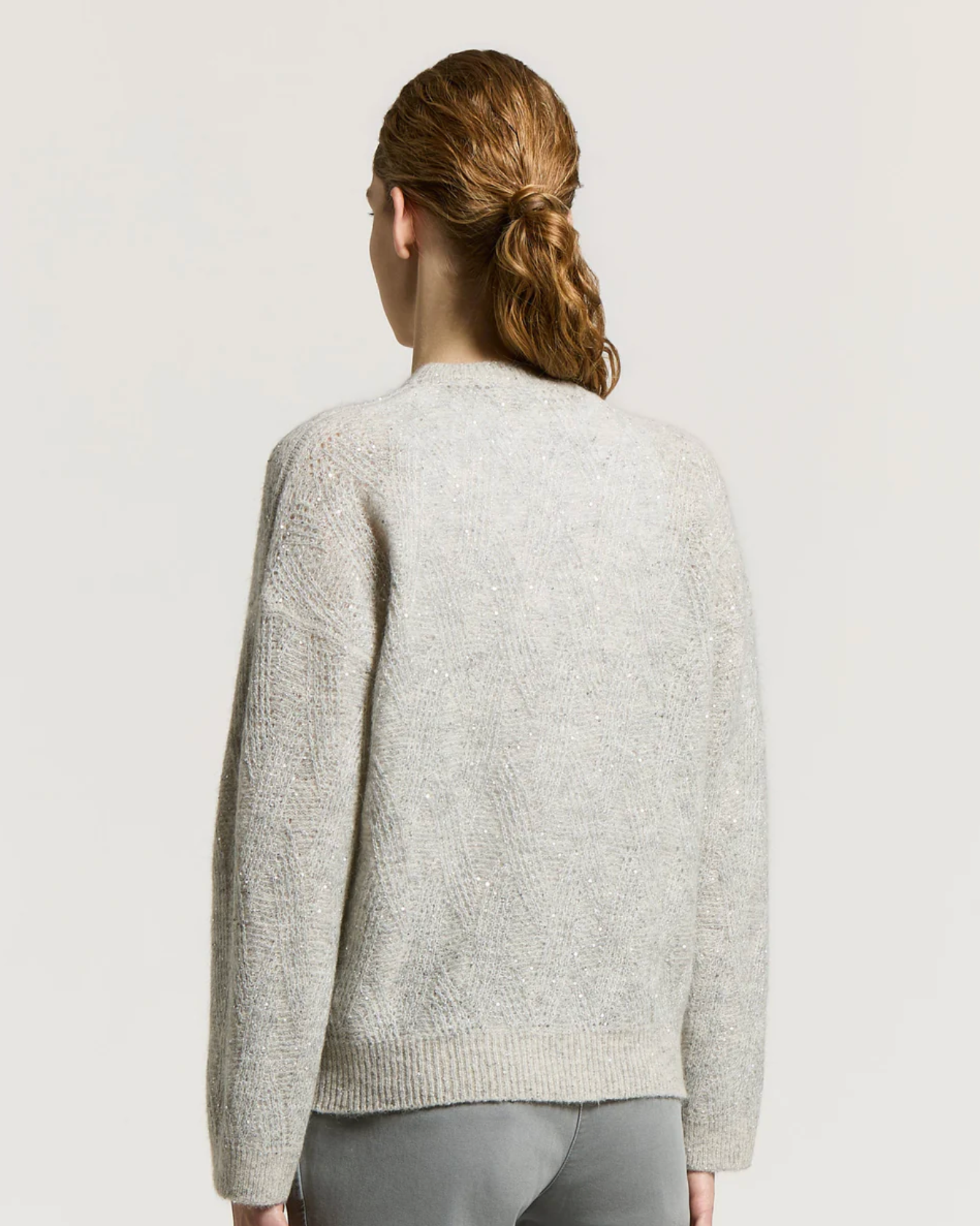 Wool, alpaca and Mohair Sweater with Sequins in Lunar Grey