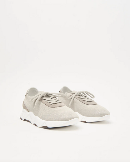 Peserico knitted sneakers in beige with white chunky sole and lace-up front