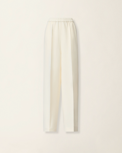 Fabiana Filippi cream straight-leg pants with elastic waistband and front creases