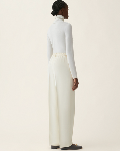 Fabiana Filippi wide-leg cream trousers with elastic waistband and front crease