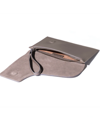 Camille Clutch in Mud Leather and Suede
