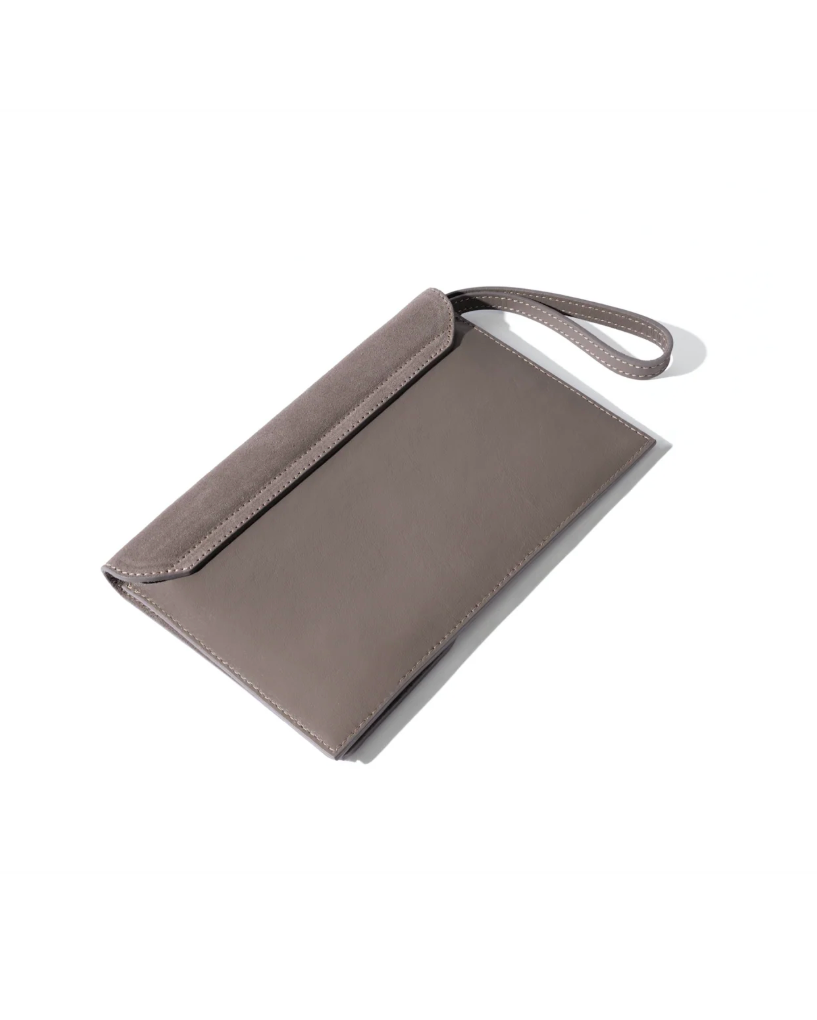 Camille Clutch in Mud Leather and Suede