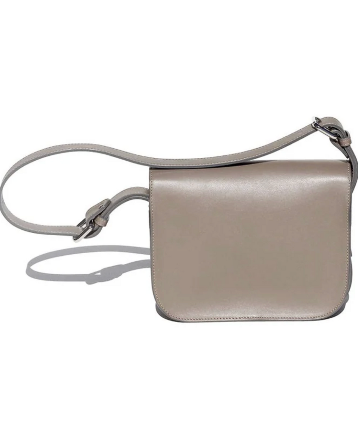 Ruskin England Camille Bag in mud taupe smooth leather with crossbody strap