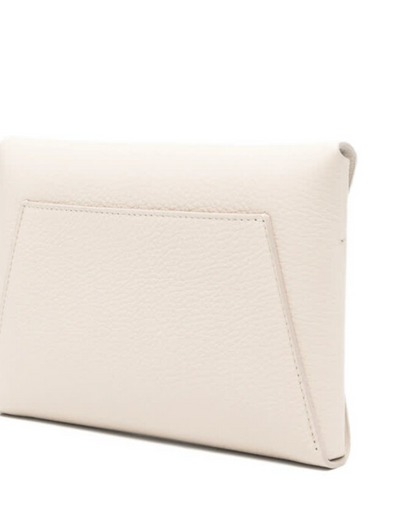 Brunello Cucinelli ivory pebbled leather envelope clutch bag, rear view