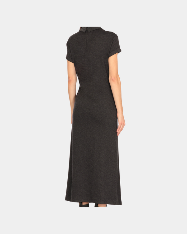 Dress with Detachable Monili Collar in Black