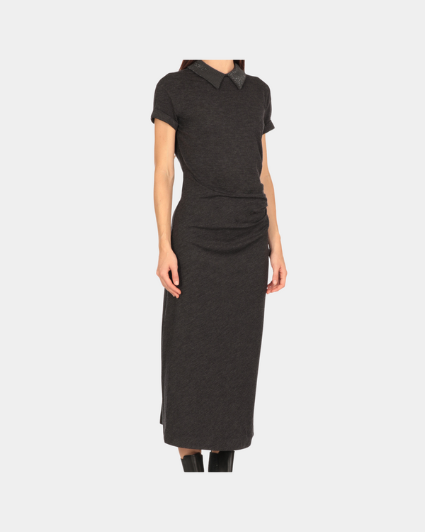 Dress with Detachable Monili Collar in Black
